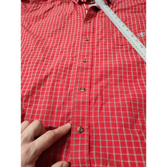 Ariat Pro Series Shirt Button Up XL Red Plaid Long Sleeve Logo Fitted Mens - Picture 7 of 11